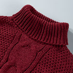 Solid Turtleneck Cable Knit Pullover Sweater