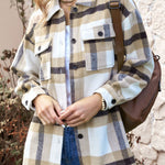 Brown Plaid Print Pocket Women Shacket