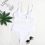 EP Sexy Bikini Set Cut Out Swimwear Women High Waist Swimwear Bandage Bathing Suits