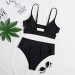 EP Sexy Bikini Set Cut Out Swimwear Women High Waist Swimwear Bandage Bathing Suits