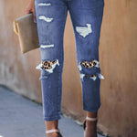 Fading Distressed Holes Crop Jeans