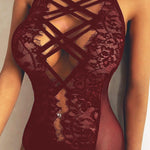 Wine Red Strappy Lace Goth Teddy
