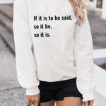 Letter Desert Hat Print Long Sleeve Black Sweatshirt