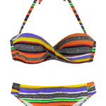 Boho Stripes Push up Bikini Set