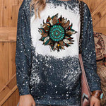 Navy Tie-dyed Crew Neck Pullover Sweatshirt