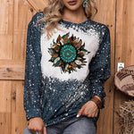 Navy Tie-dyed Crew Neck Pullover Sweatshirt