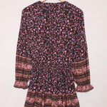 Split V Neck Boho Floral Dress