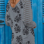 Leopard Print Patchwork Mesh Long Sleeve Top