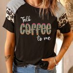 Letter Heart Print Leopard Striped Color Block Short Sleeve T-shirt