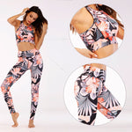 EP Print  Women Fitness Yoga Set Sportwear Outfits Floral Workout Running Gym Wear Slim Tight Sports Suit 2peice Top Legging,ZF001
