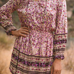 Split V Neck Boho Floral Dress