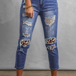Fading Distressed Holes Crop Jeans