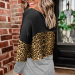 Colorblock Leopard Patchwork Long Sleeve Top