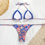 Brazilian Bandage Bikini 2021 Floral Print Swimwear Female Triangle Swimsuit Women Swimming Suit Halter Bathing Suit New