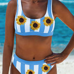 Athletic Striped Tank High Waist Bikini