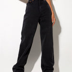 Women Clothing High Waist Loose Straight Cool Black Denim Trousers Draping Street Hot Girl Sneakers Daddy Pants Mop