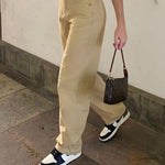 Women Clothing High Waist Loose Straight Cool Black Denim Trousers Draping Street Hot Girl Sneakers Daddy Pants Mop