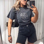 Women Clothing High Waist Straight Loose Breasted Denim Non-Elastic Cropped Pants Cool Black Washed Riding Sports Jeans