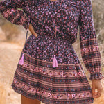 Split V Neck Boho Floral Dress