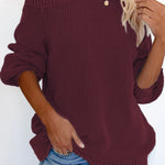 Blue Cool Breeze Cotton Cold Shoulder Sweater