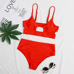 EP Sexy Bikini Set Cut Out Swimwear Women High Waist Swimwear Bandage Bathing Suits