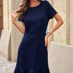 Tassel Ruffle Short Sleeve Mini Dress