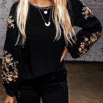 Floral Embroidery Long Sleeve Top