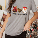 Merry Christmas Santa Clause Print Short Sleeve Graphic Tee