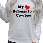 Letter Desert Hat Print Long Sleeve Black Sweatshirt