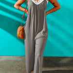 Spaghetti Straps Wide Leg Pocketed Jumpsuits
