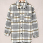 Brown Plaid Print Pocket Women Shacket