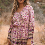 Split V Neck Boho Floral Dress
