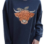 Letter Desert Hat Print Long Sleeve Black Sweatshirt