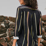 Red Blue Striped Modern Women Shirt