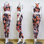 EP Print  Women Fitness Yoga Set Sportwear Outfits Floral Workout Running Gym Wear Slim Tight Sports Suit 2peice Top Legging,ZF001