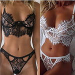EP Sexy Bra Lingerie Lace Bras G-string Sheer Unpadded Mesh Bralette Sets Women White Trim Straps Bra Soft Deep V Cross Back Bras