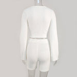 EP Casual Two Piece Sets Flare Sleeve Sweatshirts 2 Piece Shorts Set Sexy Fluffy Suits Lounge Set