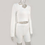 EP Casual Two Piece Sets Flare Sleeve Sweatshirts 2 Piece Shorts Set Sexy Fluffy Suits Lounge Set