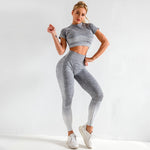 EP Sport Set Women Seamless Yoga Set Women Gym Clothes Long Sleeve Ombre Legging set High Waisted Winter Gym Wear Tight Yoga Suit
