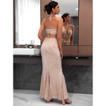 2021 Summer New Women Clothing  Split Sequ Dress Long Dress Evening Dress Formal Gown