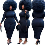 New Tight Sexy Solid Color Rib Fabric Long Large Size Women Dress