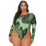 Spring New   Women Clothing round Neck Print Long Sleeves Tight Breasted Plus Size Jumpsuit