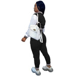 Style 2021 Color Matching Women Jacket Suits Single-Breasted Stitching Long Sleeve Baseball Uniform Two-Piece Set Women