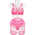 2021 New Popular Complex Craft Lace Mesh Eyelash Feather Sexy Underwear Cross Four-Piece Set for Women