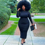 New Tight Sexy Solid Color Rib Fabric Long Large Size Women Dress
