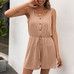 Cross  Leisure Pullover Vest One-Piece Shorts Casual Sleeveless Waist-Tight Jumpsuit for Women