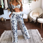 Women Clothing  New Printed Sexy Tube Top Loose Wide Leg Pants Two-Piece Set