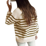 New Knitwear  Striped Pullover Top Fashion Cardigan with Buttons Sweater for Women