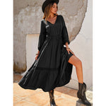 Bohemian Style Solid Color Lead Hollow out Stitching Holiday Dress