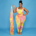 Tie-Dye Leisure Fashion Three-Piece Set plus Size Women Suit